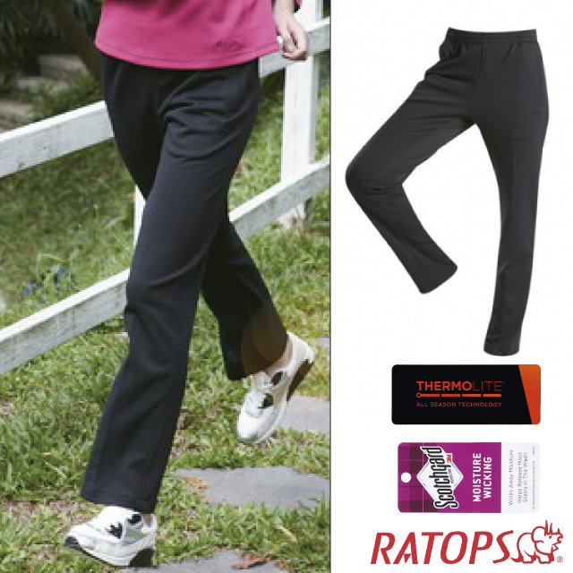 【瑞多仕 RATOPS】男女 刷毛保暖長褲(素色拉鏈).彈性保暖運動休閒褲/DB6120 暗黑色✿30E010